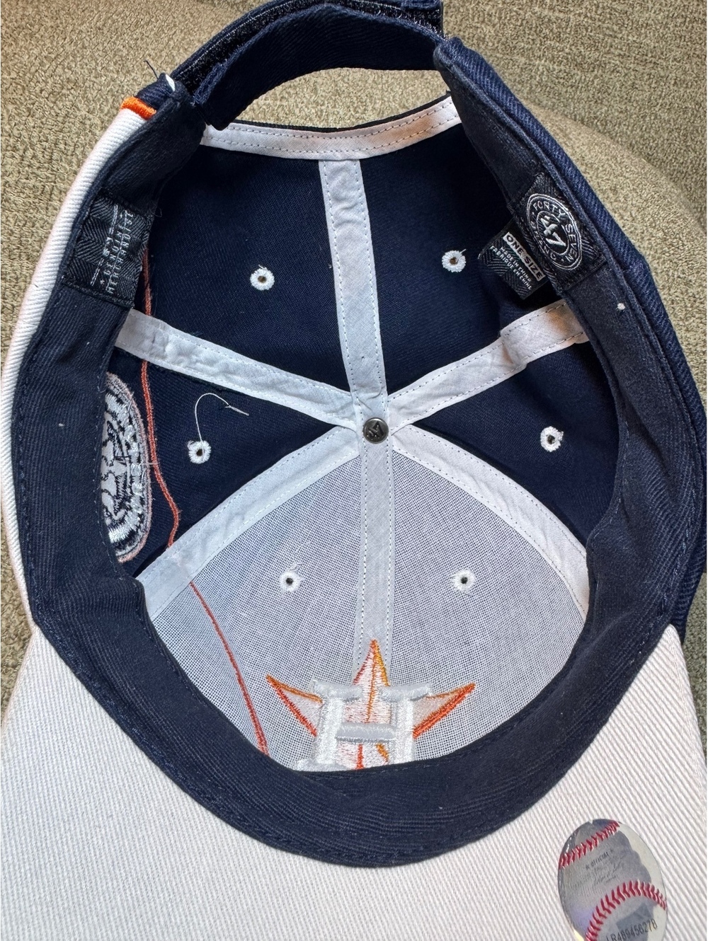Houston Astros '47 Brand Adjustable Hat - Navy Blue/White Colorblock - Picture 11 of 12